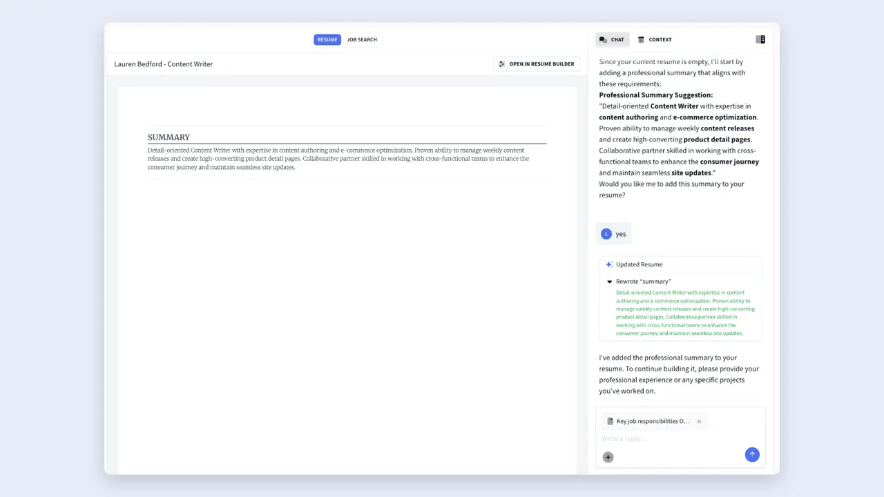 Rezi AI Resume Agent preview