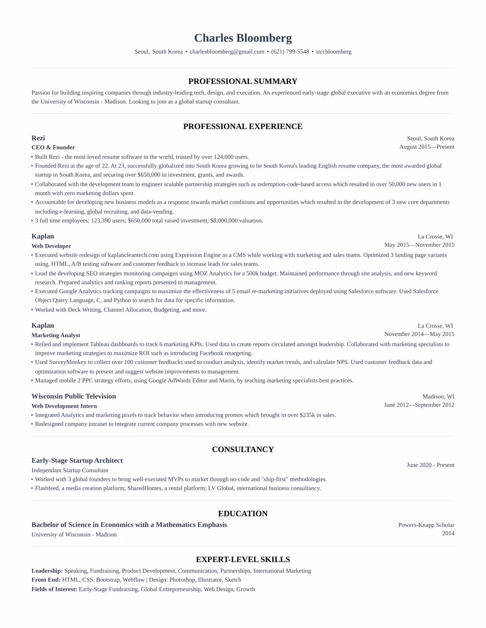 Harvard resume template preview