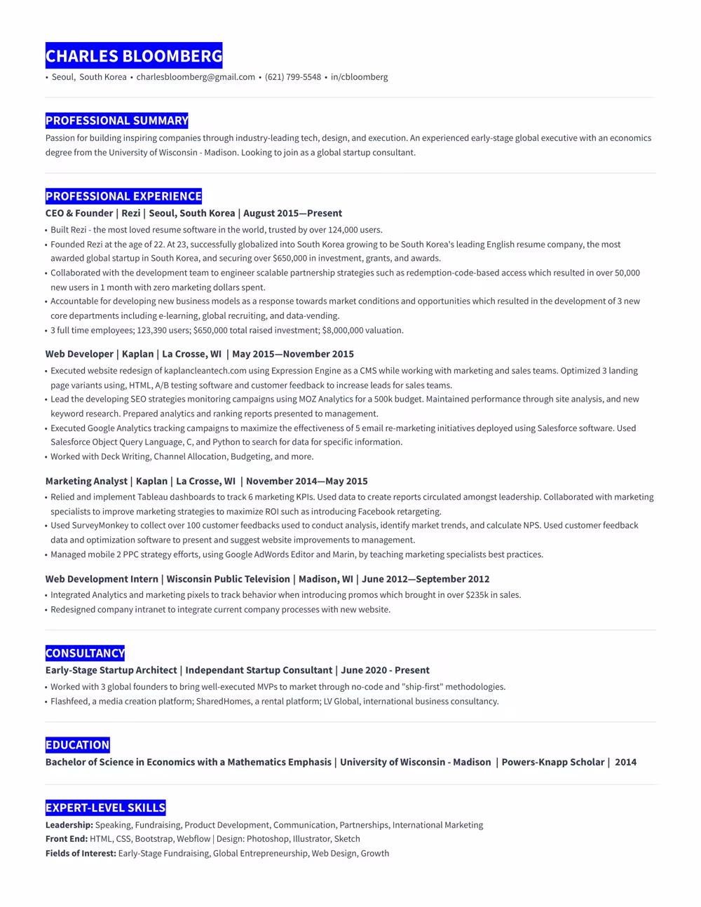 Highlight resume template preview