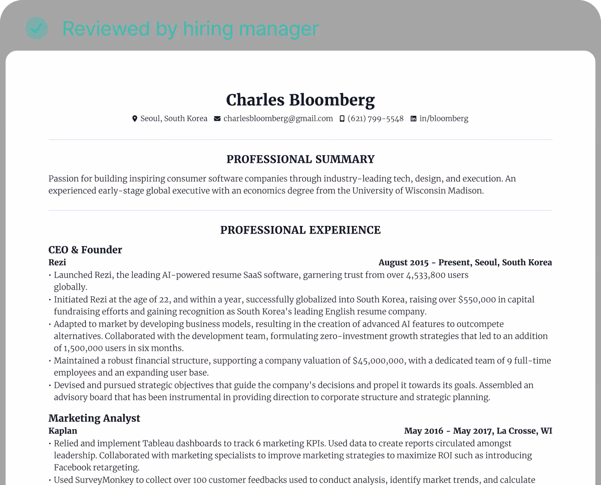 Rezi resume templates available in multiple formats and styles.
